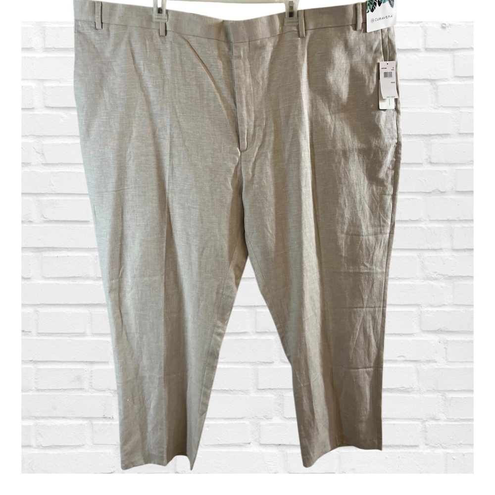 Cubavera Linen Blend Tan Dress Pants Summer Lightweight 52 x 32 Beach Wedding